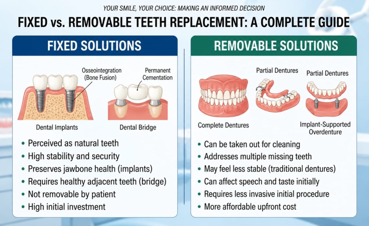 Fixed vs Removable Teeth Replacement: A Complete Guide